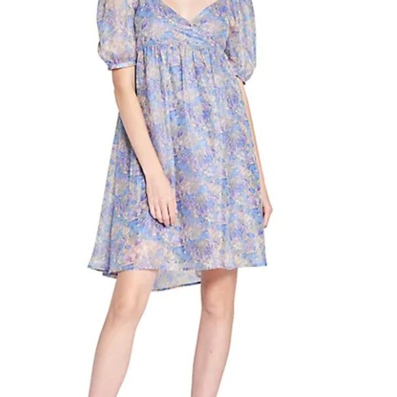 NWT ORGANZA FLOWER LILAC/BLUE "En Saison" DRESS - Picture 3 of 3